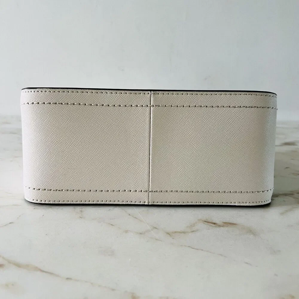 MICHAEL KORS Sylvia Light Cream Leather Small Flap Crossbody Bag